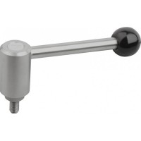 KIPP K0109不銹鋼公制球形旋鈕黑色塑料外螺紋拉伸桿